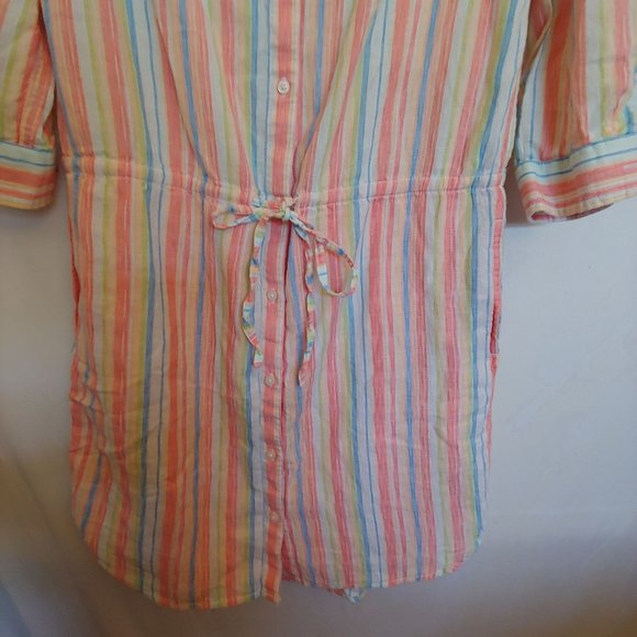 Tommy Hifiger long sleeve button down stripe dress with drawstring XS - Picture 3 of 13